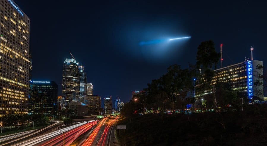  A mysterious plasmic projectile careens across the skies over DTLA. Photo Credit: Preston Newman. IG @newman_photos 
